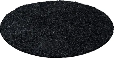 Produktbild von Teppich Wohnzimmer Hochflor Anthrazit 160x160 Rund Unicolor - Einfarbig aus Polypropylen