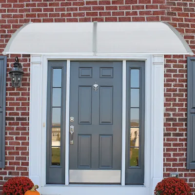 Produktbild von 100x300cm Vordach Haustür für Haustür und Terrasse, Türvordach Pultbogenvordach Hohlkammerstegplatten, Pultvordach Alu