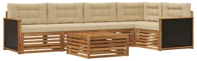 Produktbild von vidaXL Outdoor-Sofagarnitur 6 pcs Natur und Beige 79 x 79 x 37 cm