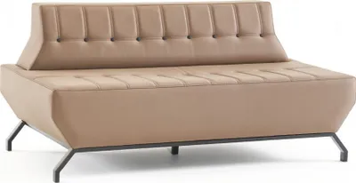 Obrázek produktu pro Pohovka Art Deco kožená pohovka 2místná béžová knoflíky kůže nerezová ocel Chesterfield
