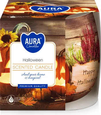Image de Bougie parfumée d'automne dans un verre pour offrir