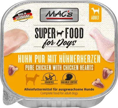 Produktbild von MAC's DOG - Schale 10x150g | Huhn pur mit Hühnerherzen