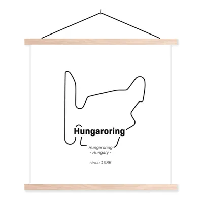 Produktbild von MuchoWow® Textilposter Formel 1 - Ungarn - Rennstrecke 120x120 cm mit holzfarbenen Rahmen - Textil-Poster