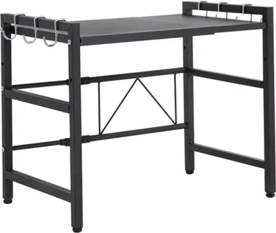 Produktbild von Küchenregale Ausziehbarer Mikrowellenständer mit 6 Haken,Mikrowellen Regal (40-64)x45x36.5cm Schwarz