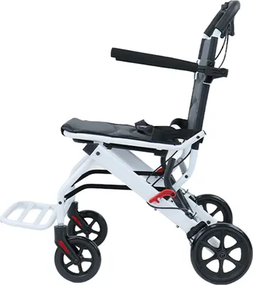 Produktbild von Faltbarer Rollstuhl, leichter, tragbarer Transport- und Reiserollstuhl für Erwachsene, ergonomisches Design, Rollstuhl mit verstellbarem Sicherheitsgurt, Rahmen aus Kohlenstoffstahl, PolyurethanRäder für sanftes Fahren