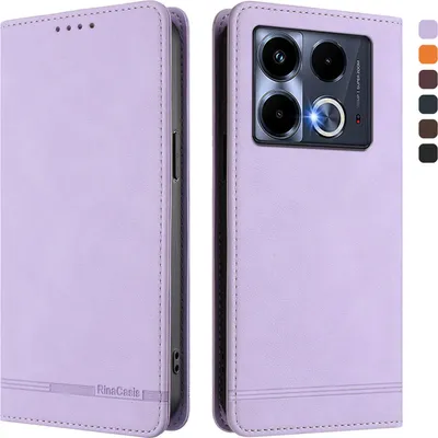 Immagine prodotto di Custodia per Infinix Note 40 4G, custodia retro in Finto cuoio con supporto e slot per carte di credito Viola