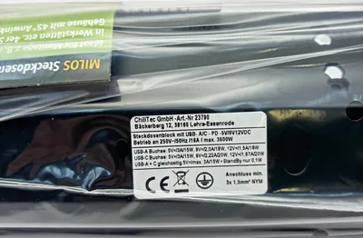 Produktbild von 4-fach Steckdosenblock, USB-A+C, schwarz, Aufbaumontage, USB 3,1A, PD