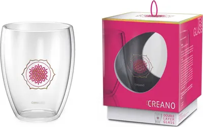 Produktbild von Creano doppelwandiges Tee-Glas, Latte Macchiato, Thermobecher Blume des Lebens | 250ml, in exklusiver Geschenkbox 1x 250ml