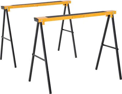 Image de Chevalets de sciage - Chevalets métalliques pliables - Lot de 2 - Avec poignée - Portable - Construction robuste