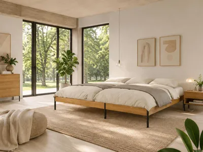 Produktbild von Familienbett 270x200 cm – vollmassive Eiche (geölte Oberfläche) - Modellname: Zeta