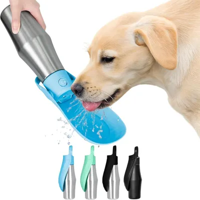 Produktbild von Trinkflasche Hunde für unterwegs Hundetrinkflasche Edelstahl ca 800 ml 2 in 1 Wassernapf Hund auslaufsicher Wasserspender Hund Hunde Wasserflasche