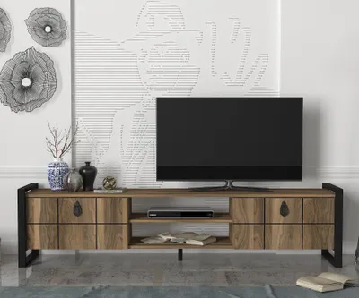 Produktbild von TV Lowboard Lost mit Metallfüßen Walnuss | B 184,5 cm x H 45 cm x T 34 cm