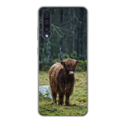 Produktbild von MuchoWow® Handyhülle Schutzhülle Hülle für Samsung Galaxy A50 Schottischer Hochländer - Wald - Moos Silikon Softcase Handy Hülle - Mobiltelefonhülle