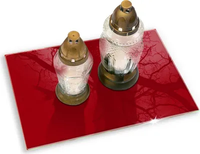 Produktbild von Grabkerze Untersetzer Glastafel Gummifüße Motiv - 80x52 cm - Rote Farbe