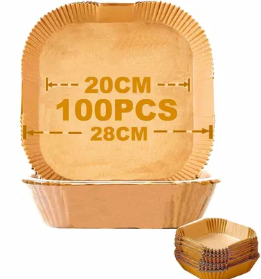 Immagine prodotto di Carta forno per friggitrice ad aria, 100 pezzi, 20 cm, rotonda, color marrone chiaro