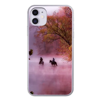 Produktbild von MuchoWow® Handyhülle Schutzhülle Hülle für iPhone 11 Pferde - Nebel - Wald Silikon Softcase Handy Hülle - Handytasche