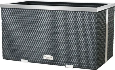 Produktbild von Rattan Pflanzenkübel rechteckig Grau 70 x 38 x 40 cm