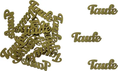 Produktbild von Oblique Unique Holz Konfetti Set Taufe Schriftzug 18 Stk. Tischdeko für Taufe Traufe Hochzeit Deko Junge Mädchen Streudeko - gold