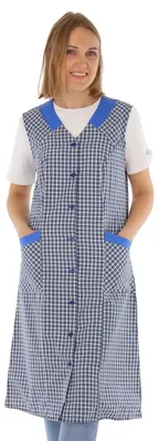 Produktbild von Knopfkittel Damen kariert mit 2 Taschen aus Mischgewebe, Größe:42, Design:Design 11