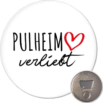 Produktbild von Huuraa Magnet Pulheim verliebt 59mm Kühlschrankmagnet rund Flaschenöffner Geschenkidee