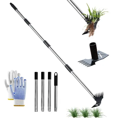 Unkrautstecher 2-in-1, 150 cm, mit Rechen und Schaufel