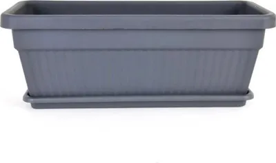 Produktbild von Kunststoffblumentopf antrazit WINTERHARD 70L mit gratis Untersetzer, UV-beständig und ideal für Balkon und Garten