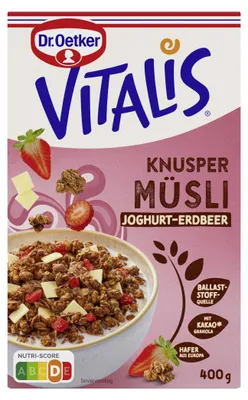 Produktbild von Dr. Oetker Vitalis Knusper Müsli Joghurt-Erdbeer Packung 400g