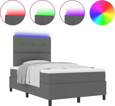Obrázek produktu pro vidaXL Skříňová postel s matrací tmavě šedá 120 x 200 cm látka