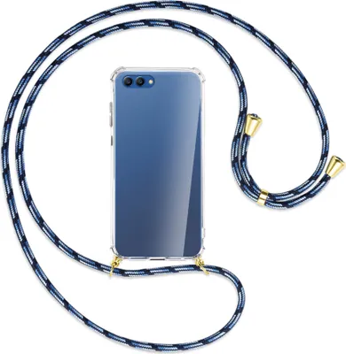 Produktbild von Handykette Backcover-Schutzhülle mit Band (Metall goldfarben) für Honor View 10 / V10 - Blautöne
