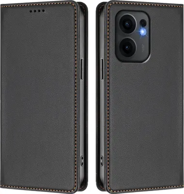 Immagine prodotto di Custodia in pelle per Oppo Reno13 F 5G, custodia a libro magnetica in Finto cuoio con supporto, nera