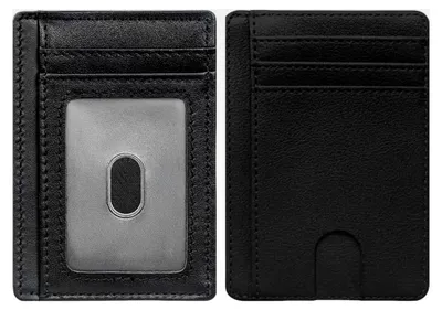 Produktbild von Slim Wallet aus Leder, Kartenetui für Herren, Kompakte Geldbörse mit ID-Fenster und Schnellzugriff, Minimalistisches Design für Alltag, Business und Reisen