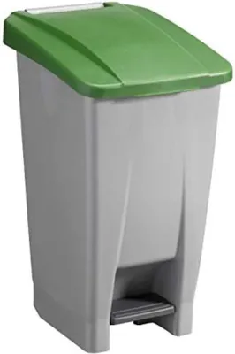 Productafbeelding van Famanu afvalcontainer, 60 liter - Met voetpedaal en wielen - Grijs | Groen