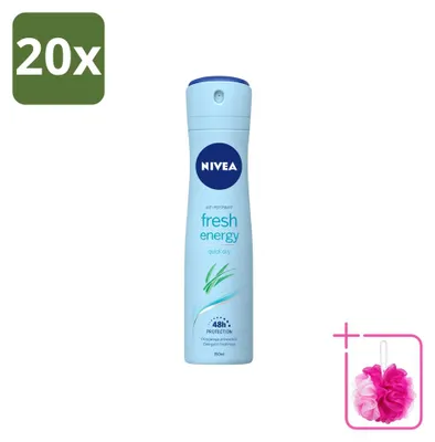 Imagen del producto de 20 unidades de desodorante en spray Nivea Fresh Energy, 150 ml, pack ahorro