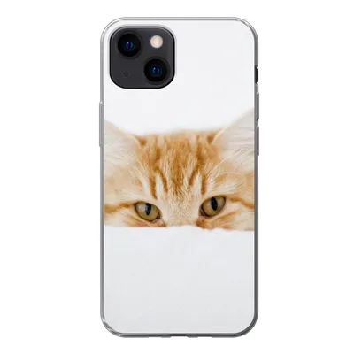 Produktbild von MuchoWow® Handyhülle Schutzhülle Hülle für iPhone 13 mini Katze - Rot - Weiß - Mädchen - Jungen - Kind Silikon Softcase Handy Hülle - Softcase