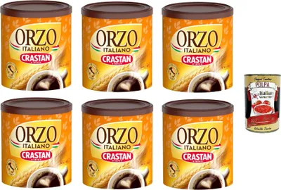 Produktbild von Crastan Orzo 100% italien Instant lösliche Gerste Getreidekaffee Kaffee 6x 120gr + Italian Gourmet polpa 400g