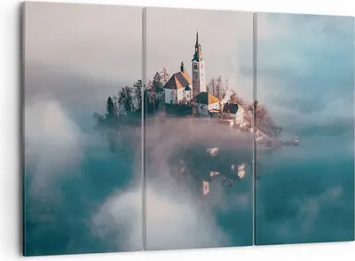 Produktbild von Bild auf Leinwand - Leinwandbild - 3 Teile - Alpen Bled Kirche - 105x70cm - Wand Bild - Wanddeko - Wandbilder - Leinwanddruck - Bilder - Wanddekoration - Leinwand bilder - Wandbild - CE105x70-4130
