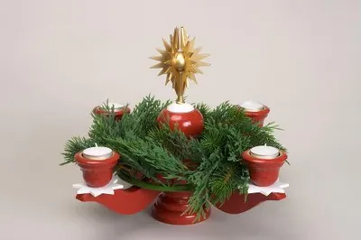 Productafbeelding van Adventslicht met ster, rood, afmetingen (hoogte x breedte x diepte): 30x30x30 cm, nieuw