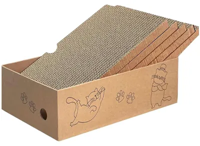 Productafbeelding van Kartonenschep voor katten, set van 5