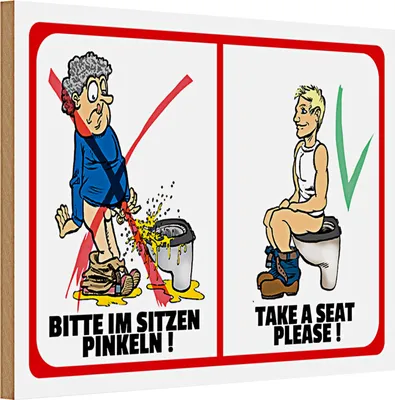 Produktbild von Holzschild WC 30x20cm Toilette Bitte im Sitzen pinkeln