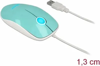 Produktbild von DeLOCK 12538, Beidhändig, Optisch, USB Typ-A, 1200 DPI, Türkis