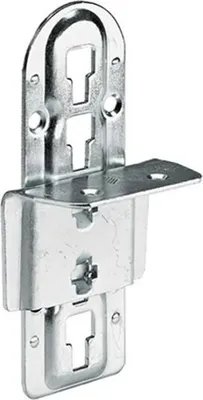 A metal bracket with keyhole slots and a small shelf.