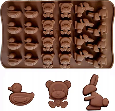 Produktbild von Silikonform für Pralinen, Gelee, Eis – Tiere, Ostern