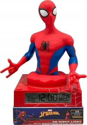 Produktbild von KIDS EUROSWAN Spiderman 3D-Nachtlicht mit Wecker 86512