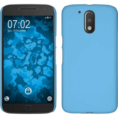 Produktbild von PhoneNatic Case kompatibel mit Motorola Moto G4 Plus - Hülle hellblau gummiert Hard-case + 2 Schutzfolien