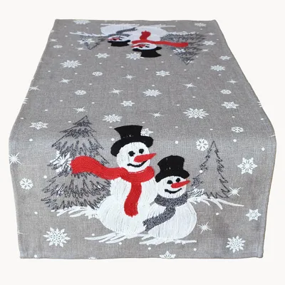 Produktbild von Tischwäsche mit Stickerei Schneemann 40 x 85 cm