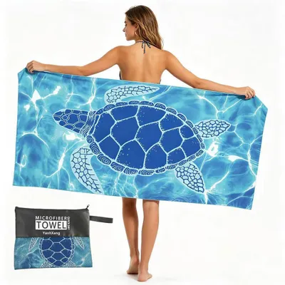 Imagen del producto de Toalla de playa XXL de microfibra, 180 x 100 cm, repelente al agua, ideal para viajes