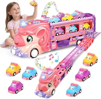 Produktbild von Kinderauto mit 6 Mini-Rennwagen, Licht und Musik | Spielzeug für Mädchen 1-6 Jahre