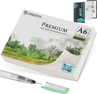Produktbild von Aquarellpapier A6 60 Blatt inkl. Videokurs +400 Malvorlagen, 2 STUNDEN VIDEOKURS