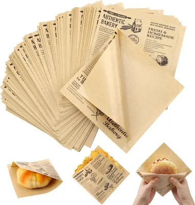 Produktbild von 100 Blätter Deli Papierblätter, Pommes Papier für Korb, Umweltfreundliches Backpapier, Burger Wrap Papier für Burger, Butterbrot, Käse, Pommes (25x25cm)  15*15cm
