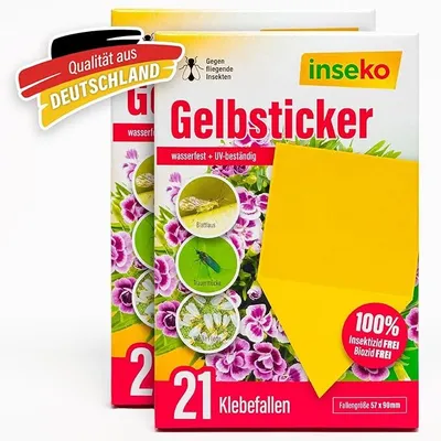 Produktbild von 42 x inseko Gelbsticker I Gelbtafeln gegen Trauermücken I Gelbfalle 100% giftfrei - 2 Packungen (442277)